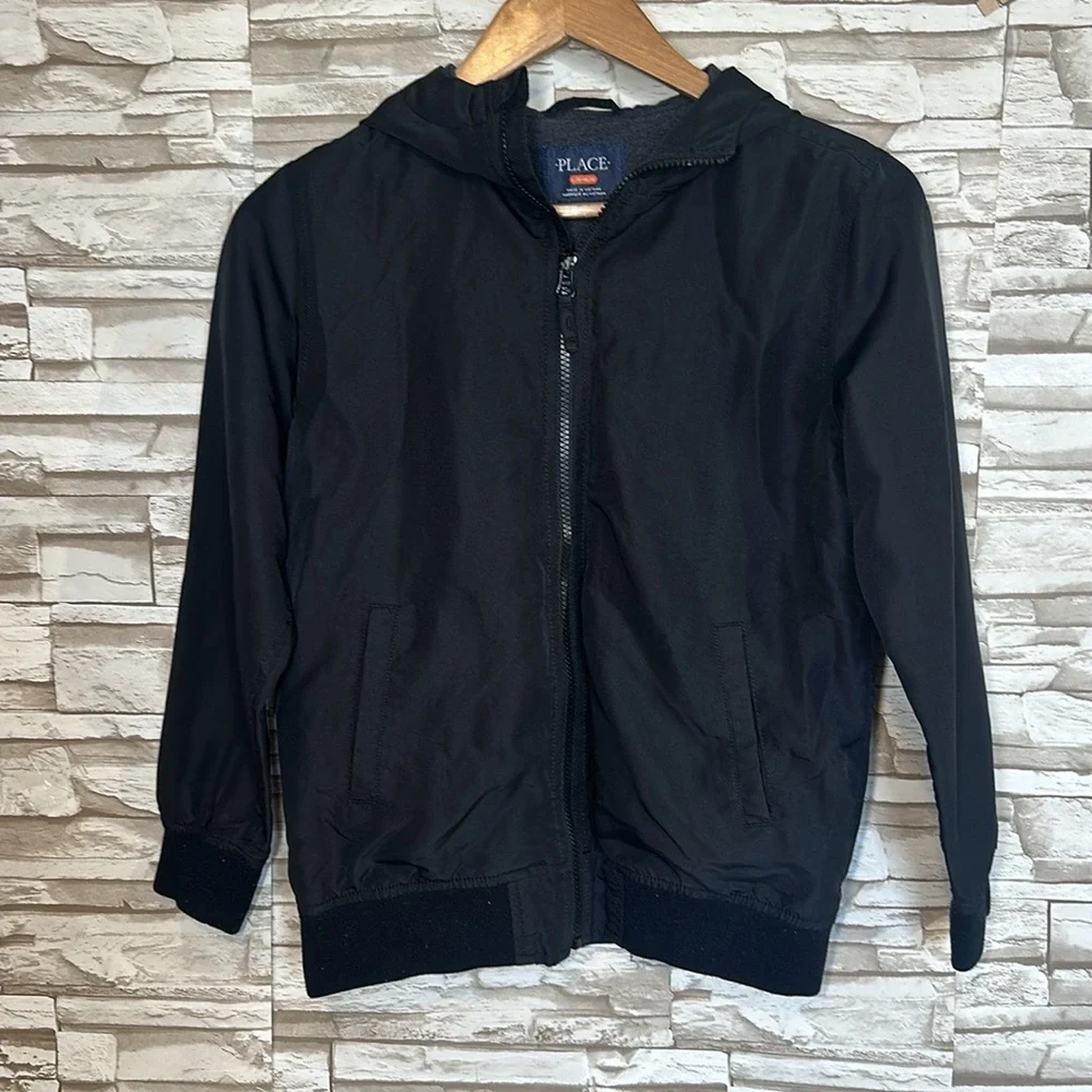 The Children’s Place Boys L 10/12 Windbreaker Black Jacket